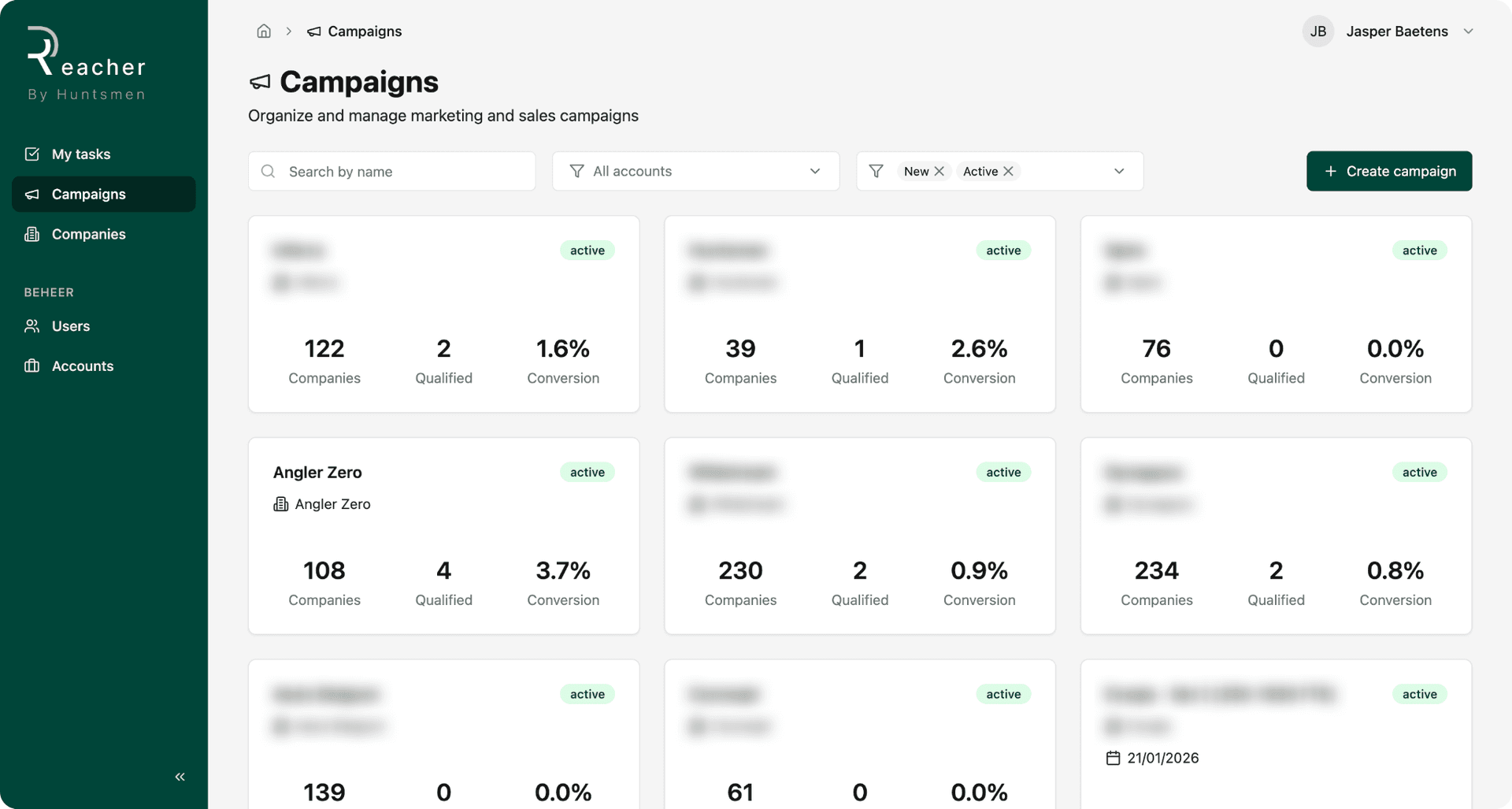 Reacher - campagneoverzicht